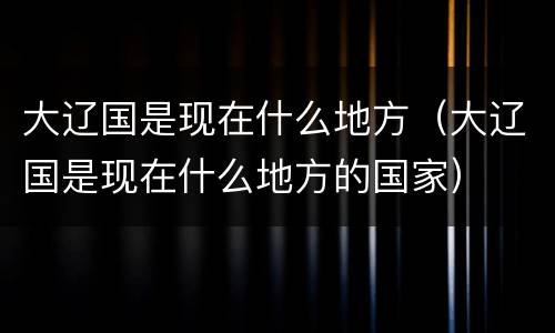 大辽国是现在什么地方（大辽国是现在什么地方的国家）