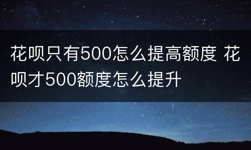 花呗只有500怎么提高额度 花呗才500额度怎么提升
