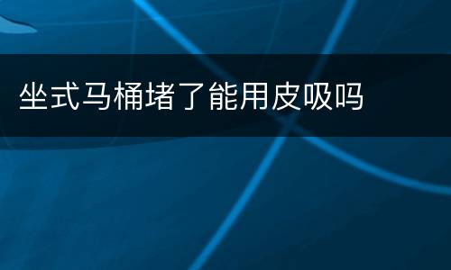 坐式马桶堵了能用皮吸吗
