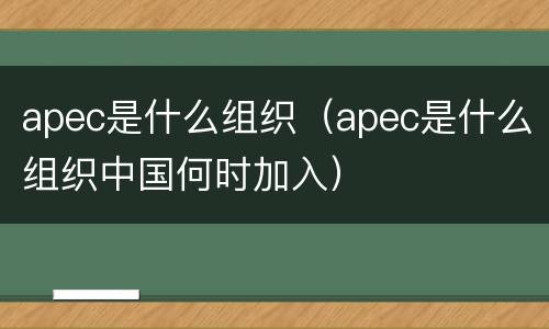 apec是什么组织（apec是什么组织中国何时加入）