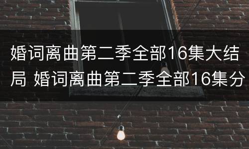 婚词离曲第二季全部16集大结局 婚词离曲第二季全部16集分集介绍