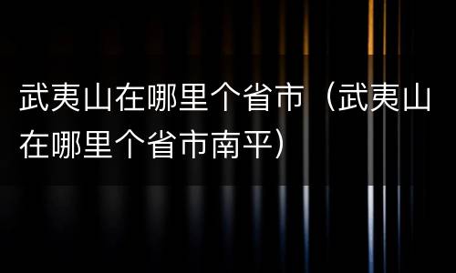 武夷山在哪里个省市（武夷山在哪里个省市南平）
