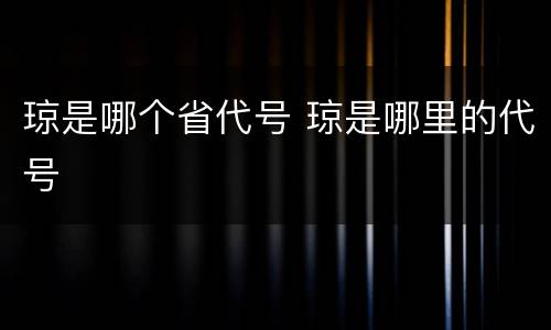 琼是哪个省代号 琼是哪里的代号