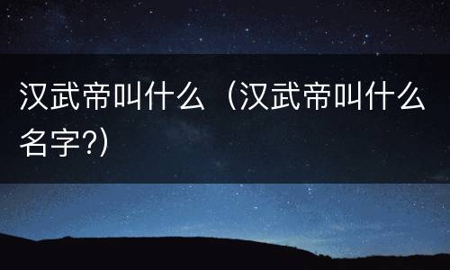 汉武帝叫什么（汉武帝叫什么名字?）