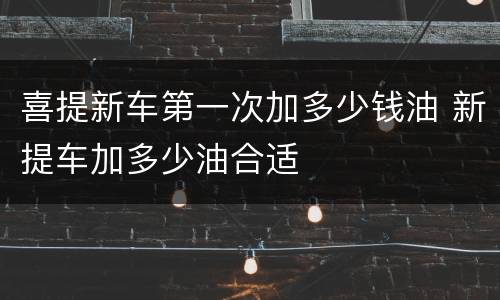 喜提新车第一次加多少钱油 新提车加多少油合适