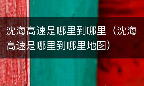 沈海高速是哪里到哪里（沈海高速是哪里到哪里地图）