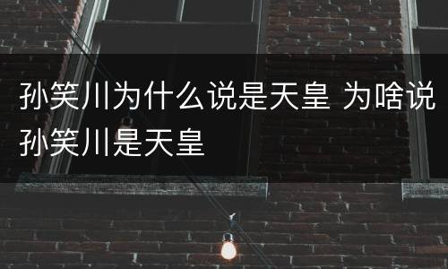 孙笑川为什么说是天皇 为啥说孙笑川是天皇