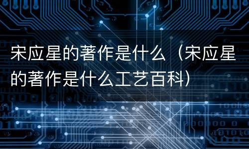 宋应星的著作是什么（宋应星的著作是什么工艺百科）