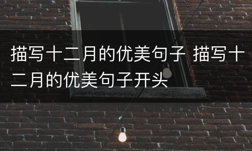 描写十二月的优美句子 描写十二月的优美句子开头