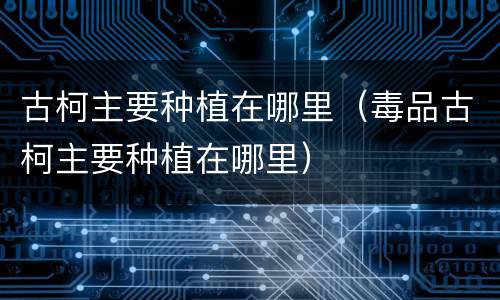 古柯主要种植在哪里（毒品古柯主要种植在哪里）