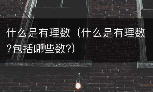 什么是有理数（什么是有理数?包括哪些数?）