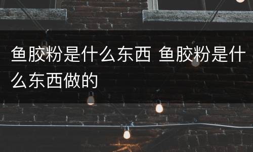 鱼胶粉是什么东西 鱼胶粉是什么东西做的
