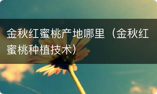 金秋红蜜桃产地哪里（金秋红蜜桃种植技术）