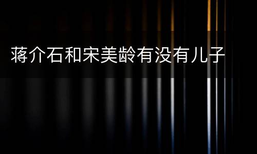 蒋介石和宋美龄有没有儿子