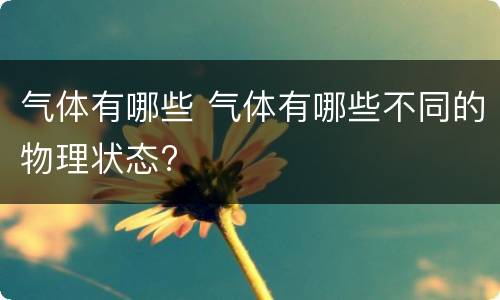 气体有哪些 气体有哪些不同的物理状态?