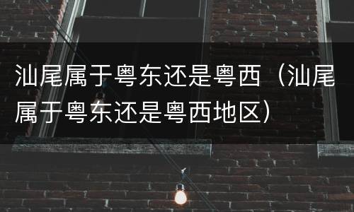 汕尾属于粤东还是粤西（汕尾属于粤东还是粤西地区）