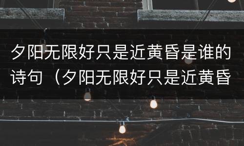 夕阳无限好只是近黄昏是谁的诗句（夕阳无限好只是近黄昏是谁的诗句登乐游原）