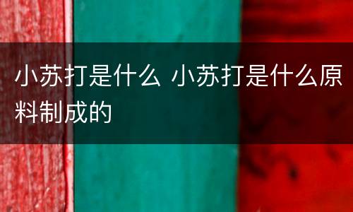 小苏打是什么 小苏打是什么原料制成的
