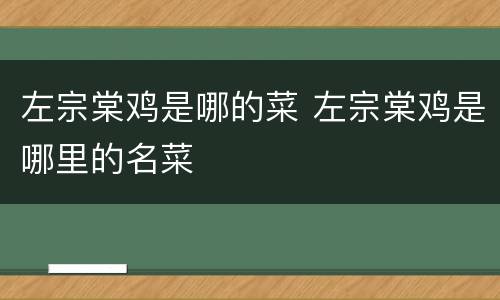 左宗棠鸡是哪的菜 左宗棠鸡是哪里的名菜