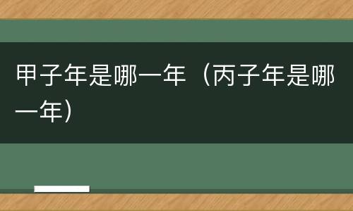 甲子年是哪一年（丙子年是哪一年）