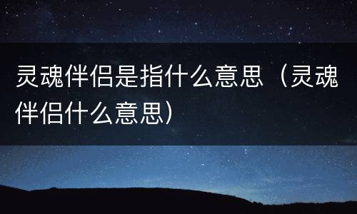 灵魂伴侣是指什么意思（灵魂伴侣什么意思）