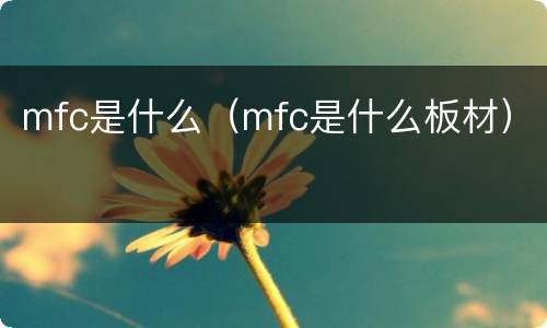 mfc是什么（mfc是什么板材）