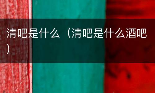 清吧是什么（清吧是什么酒吧）