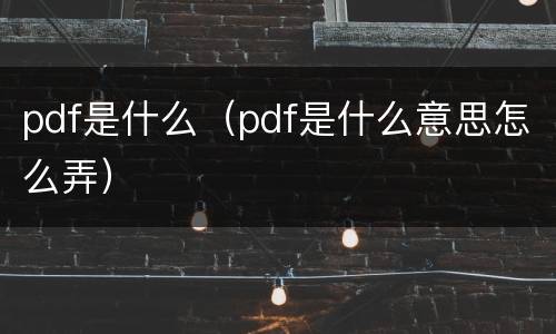 pdf是什么（pdf是什么意思怎么弄）