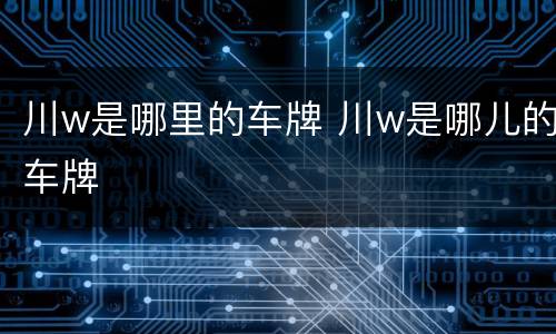 川w是哪里的车牌 川w是哪儿的车牌