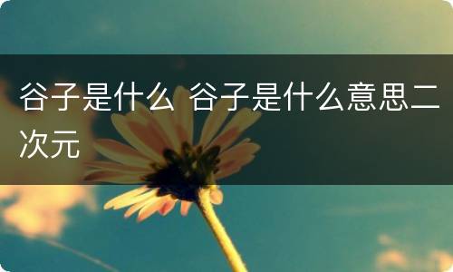 谷子是什么 谷子是什么意思二次元