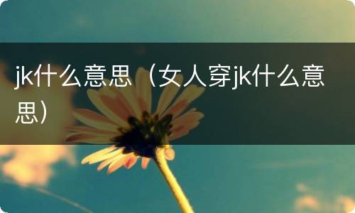 jk什么意思（女人穿jk什么意思）