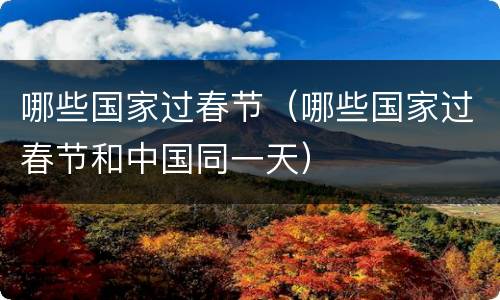 哪些国家过春节（哪些国家过春节和中国同一天）