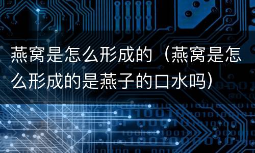 燕窝是怎么形成的（燕窝是怎么形成的是燕子的口水吗）