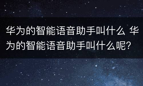 华为的智能语音助手叫什么 华为的智能语音助手叫什么呢?
