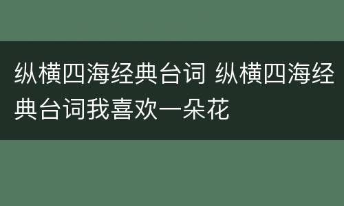 纵横四海经典台词 纵横四海经典台词我喜欢一朵花