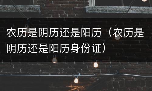 农历是阴历还是阳历（农历是阴历还是阳历身份证）