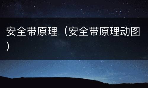 安全带原理（安全带原理动图）