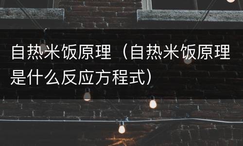 自热米饭原理（自热米饭原理是什么反应方程式）