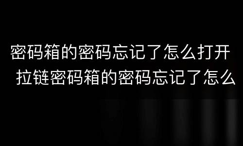 密码箱的密码忘记了怎么打开 拉链密码箱的密码忘记了怎么打开