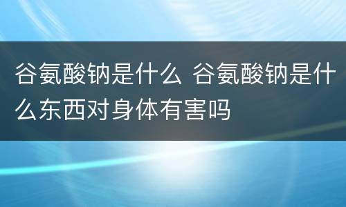 谷氨酸钠是什么 谷氨酸钠是什么东西对身体有害吗