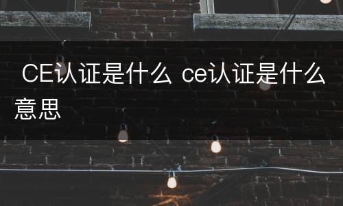  CE认证是什么 ce认证是什么意思
