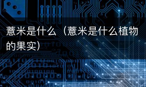 薏米是什么（薏米是什么植物的果实）