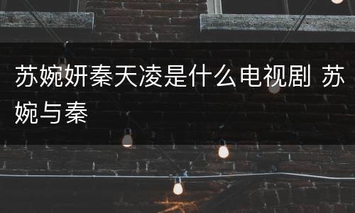 苏婉妍秦天凌是什么电视剧 苏婉与秦