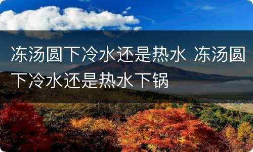 冻汤圆下冷水还是热水 冻汤圆下冷水还是热水下锅