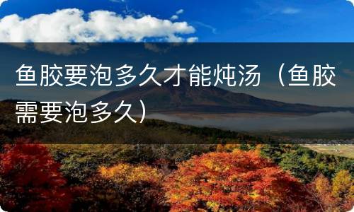 鱼胶要泡多久才能炖汤（鱼胶需要泡多久）