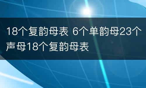 18个复韵母表 6个单韵母23个声母18个复韵母表