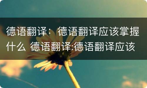 德语翻译：德语翻译应该掌握什么 德语翻译:德语翻译应该掌握什么语法