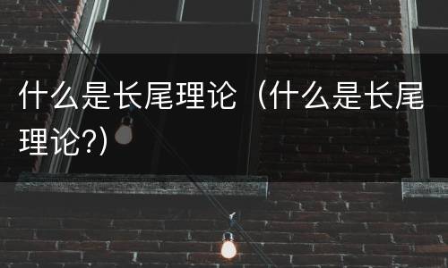 什么是长尾理论（什么是长尾理论?）