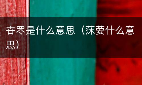 卋罖是什么意思（莯荌什么意思）