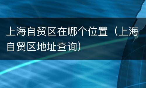 上海自贸区在哪个位置（上海自贸区地址查询）